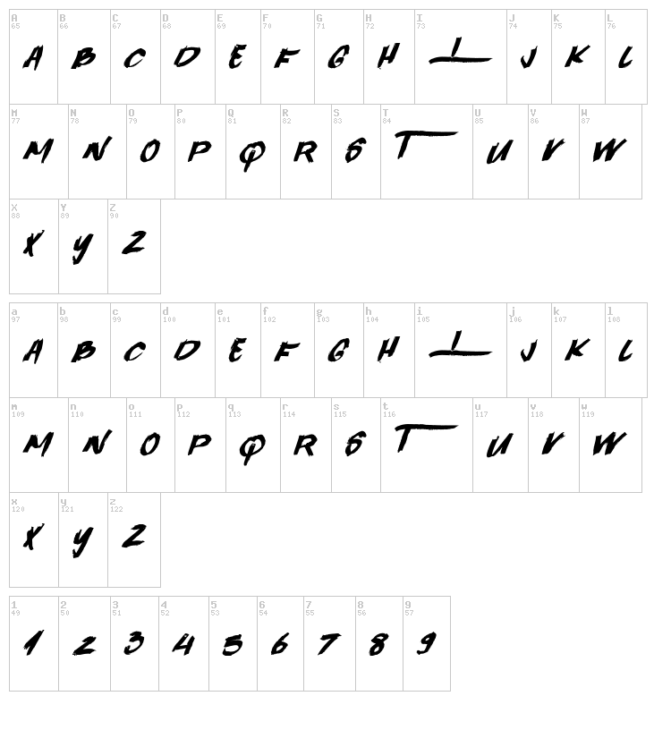 Quick Toy font map